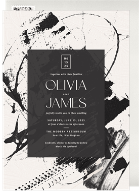 'Oil and Charcoal' Wedding Invitation