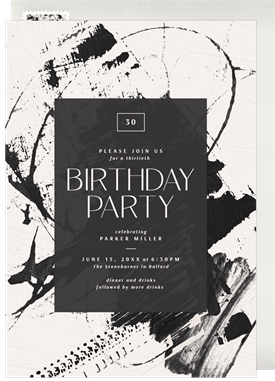 'Oil and Charcoal' Adult Birthday Invitation