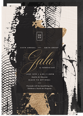 'Gilded Charcoal' Gala Invitation
