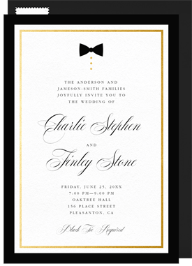 'Black Tie Only' Wedding Invitation