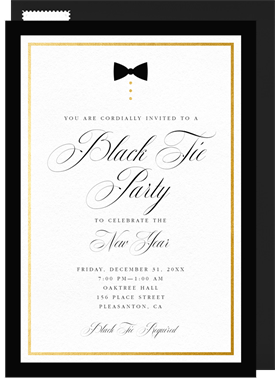 'Black Tie Only' New Year's Party Invitation