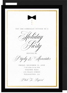 'Black Tie Only' Business Holiday Party Invitation