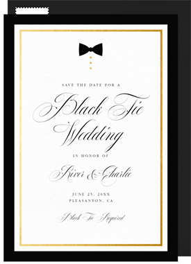 'Black Tie Only' Wedding Save the Date