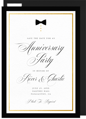 'Black Tie Only' Anniversary Party Save the Date