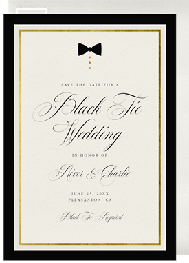 'Black Tie Only' Wedding Save the Date