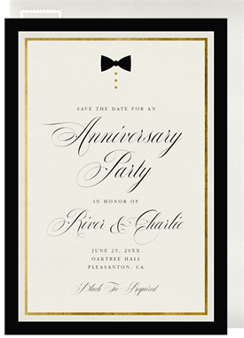 'Black Tie Only' Anniversary Party Save the Date