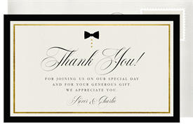 'Black Tie Only' Wedding Thank You Note