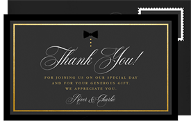 'Black Tie Only' Wedding Thank You Note
