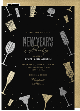 'Gilded Cocktails' New Year's Party Invitation