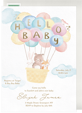 'Balloon Bundle' Baby Shower Invitation