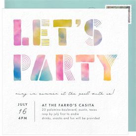 'Playful Block Party' Pool Party Invitation