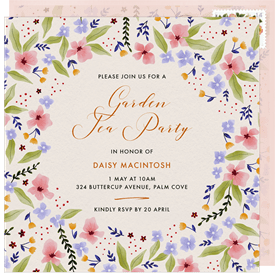 'Flowering Border' Tea Party Invitation