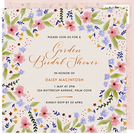 'Flowering Border' Bridal Shower Invitation