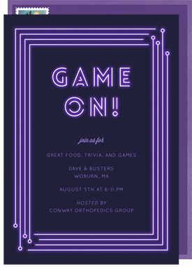 'Game On Neon' Business Invitation