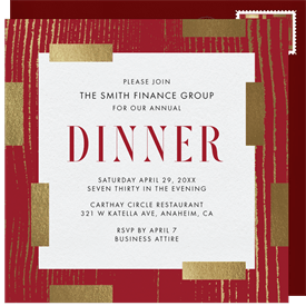 'Gilded Woodgrain' Dinner Invitation