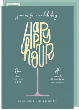 'Handlettered Happy Hour' Happy Hour Invitation