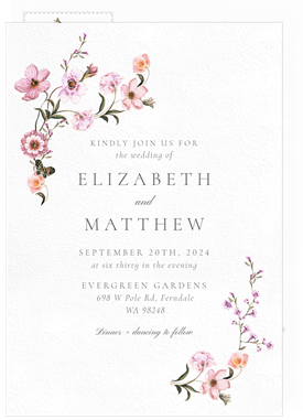 'Fairytale Blossoms' Wedding Invitation