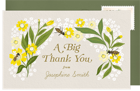 'Bees & Blooms' Baby Shower Thank You Note