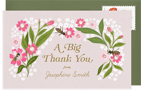 'Bees & Blooms' Baby Shower Thank You Note