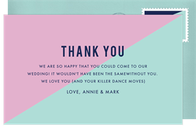 'Color Slice' Wedding Thank You Note