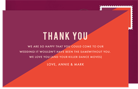 'Color Slice' Wedding Thank You Note