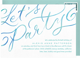 'Let's Party Lettering' Adult Birthday Invitation