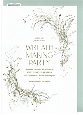 'Wispy Greenery' Holiday Party Invitation