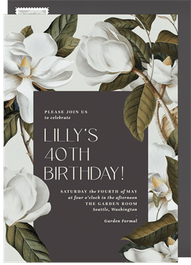 'Magnolia Romance' Adult Birthday Invitation