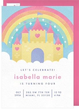 'Rainbow Castle' Kids Birthday Invitation