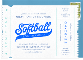 'Softball Tournament' Reunion Invitation
