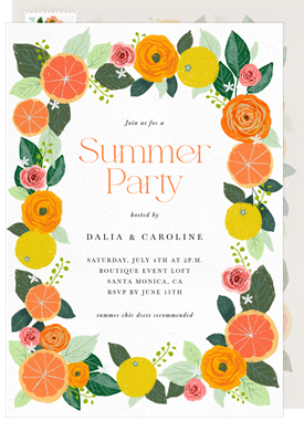 'Summer Citrus' Summer Party Invitation