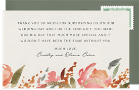 'Fresh Blooms' Wedding Thank You Note