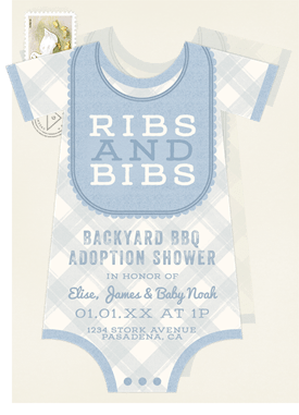 'Gingham Onesie' Announcements Invitation