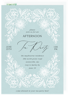 'Lace Florals' Tea Party Invitation