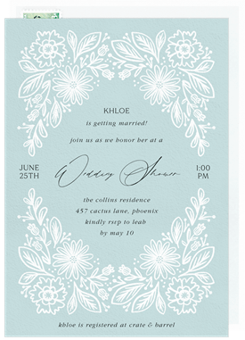 'Lace Florals' Bridal Shower Invitation