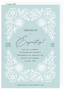 'Lace Florals' Baby Shower Invitation