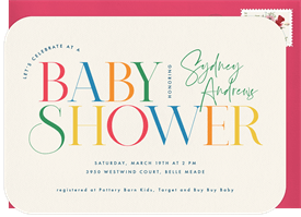 'Colorful Letters' Baby Shower Invitation