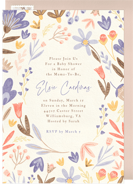 'Scribble Floral' Baby Shower Invitation