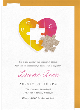 'Our Missing Piece' Baby Shower Invitation