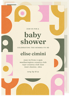 'Funky Letters' Baby Shower Invitation