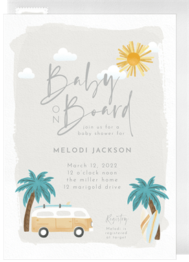'Surfboard Baby' Baby Shower Invitation