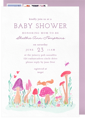 'Whimsical Mushrooms' Baby Shower Invitation