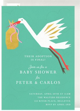 'Bold Stork' Shower Invitation