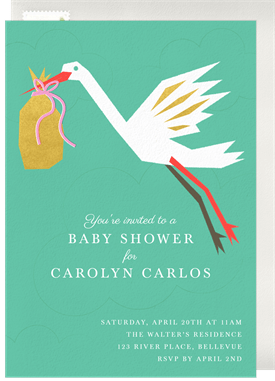 'Bold Stork' Baby Shower Invitation