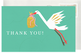 'Bold Stork' Baby Shower Thank You Note