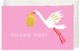 'Bold Stork' Baby Shower Thank You Note