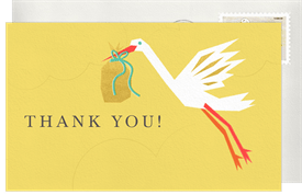 'Bold Stork' Baby Shower Thank You Note