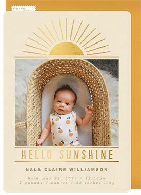 'Hello Sunshine' Birth Announcement