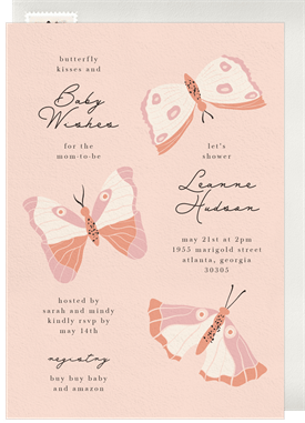 'Butterfly Kisses' Baby Shower Invitation