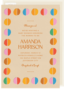'Colorful Half Circles' Baby Shower Invitation